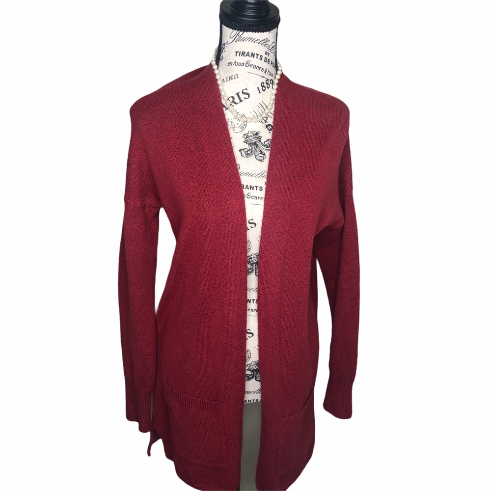 Loft Red Open Front Cardigan Size Small